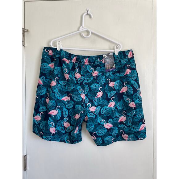 Members Mark Men's Resort Swim Trunks zip pocket UPF50 flamingo aqua lined XXL - Picture 2 of 10